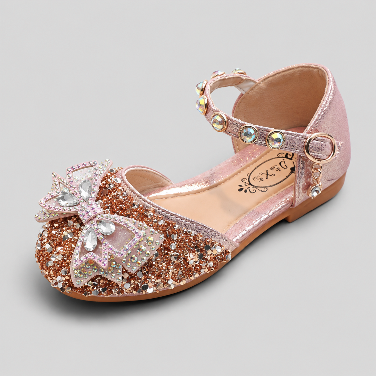 Girls Pink Glitter & Bow Party Wear Sandal