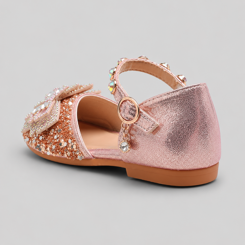 Girls Pink Glitter & Bow Party Wear Sandal