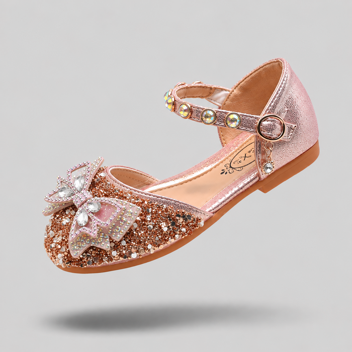 Girls Pink Glitter & Bow Party Wear Sandal