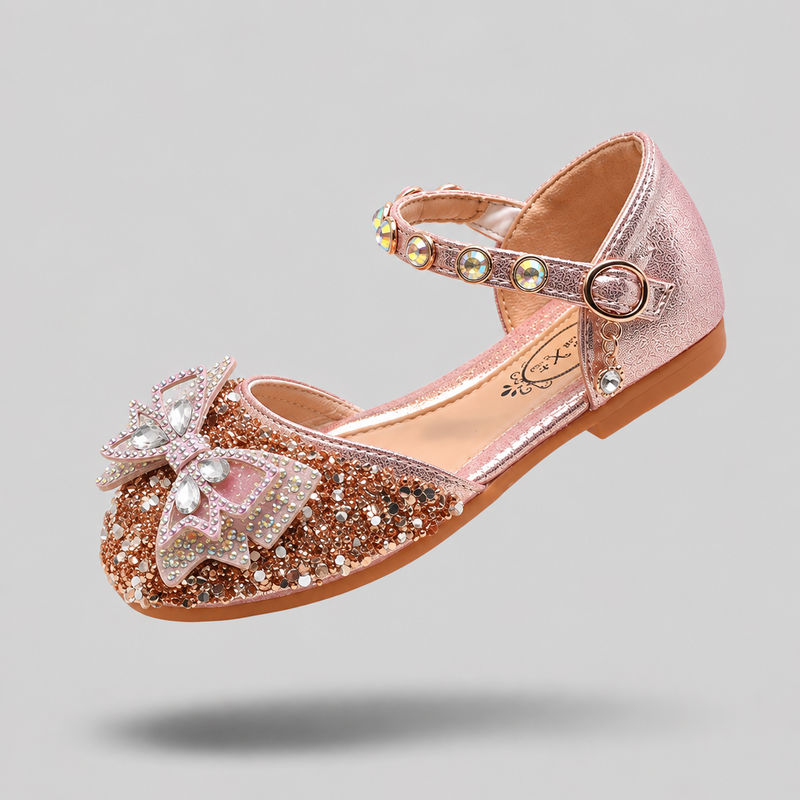 Girls Pink Glitter & Bow Party Wear Sandal