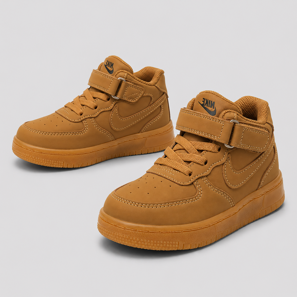 Kids Casual High-Top Sneaker – Brown, Soft & Comfortable
