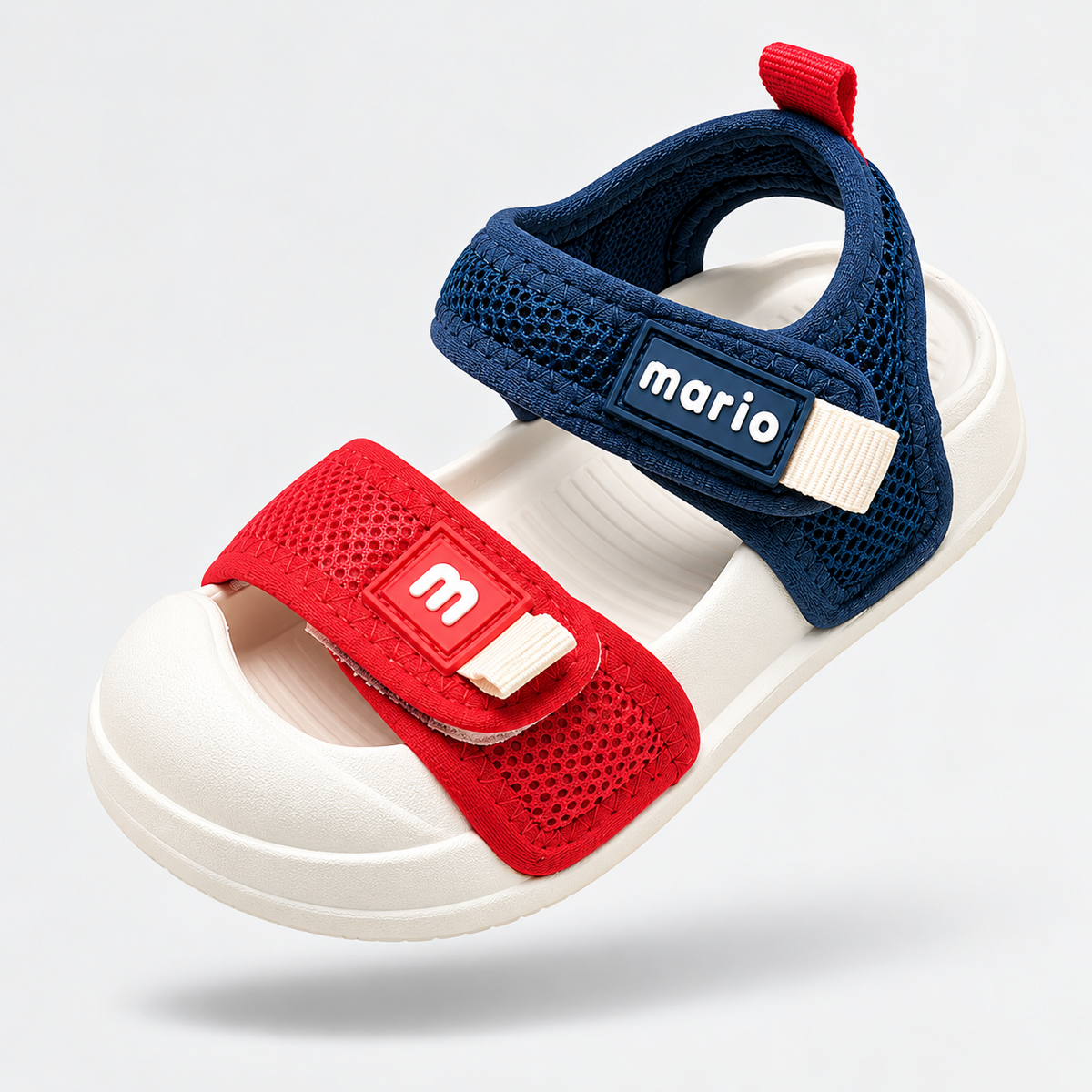 Kids Sporty Red Navy Velcro Sandals