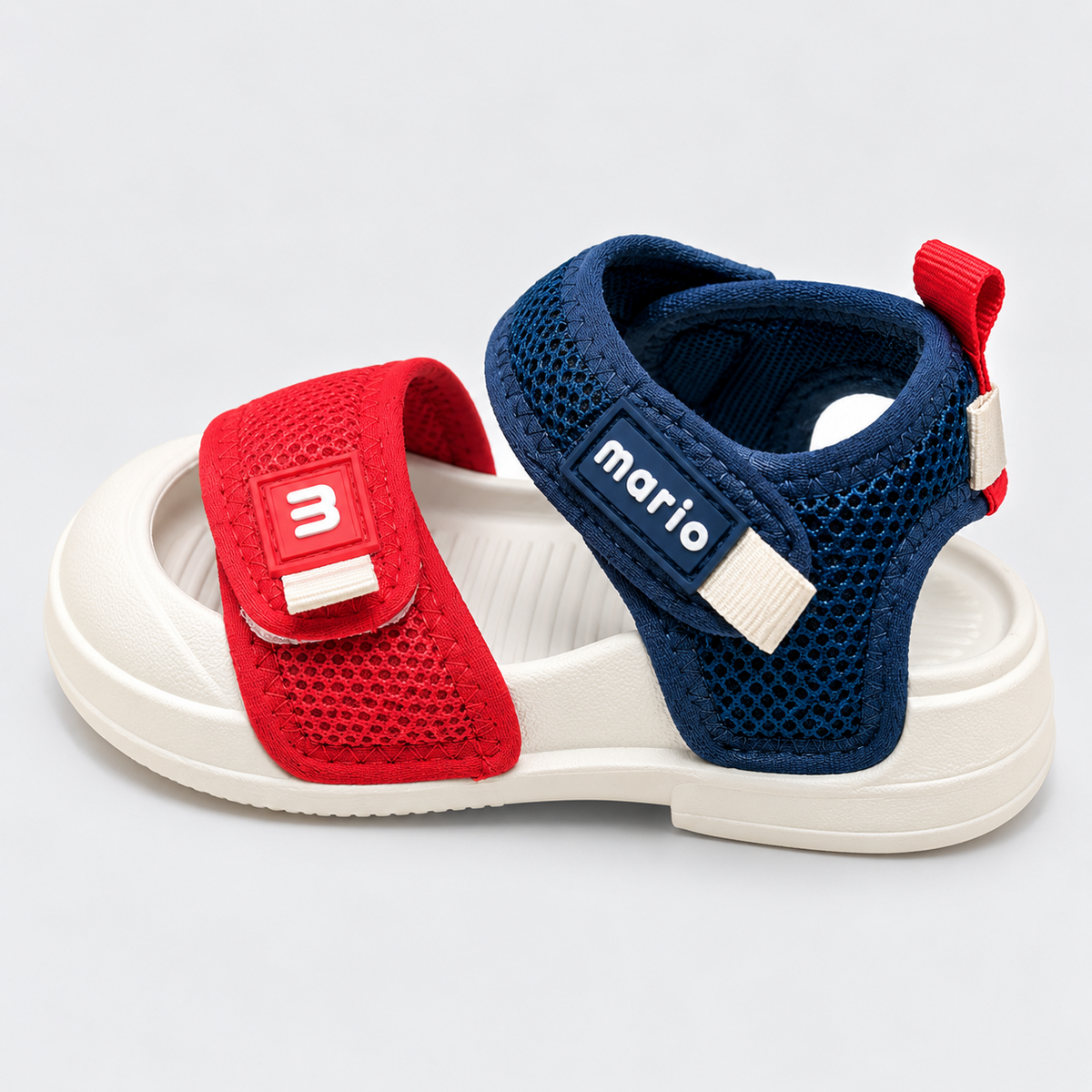 Kids Sporty Red Navy Velcro Sandals
